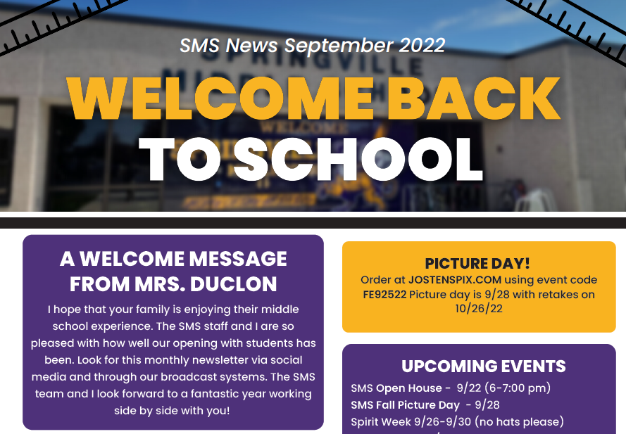 SMS Newsletter September Springville Middle