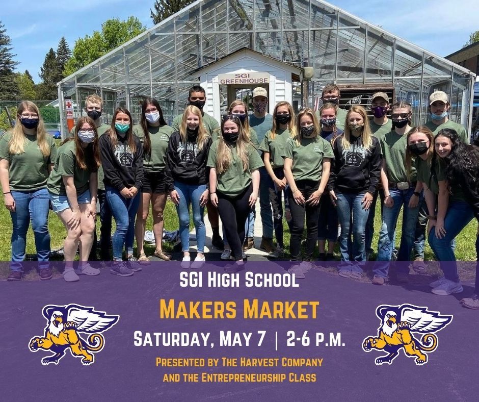 Makers Market, Saturday May 7, 2-6 p.m. SGI High School Greenhouse