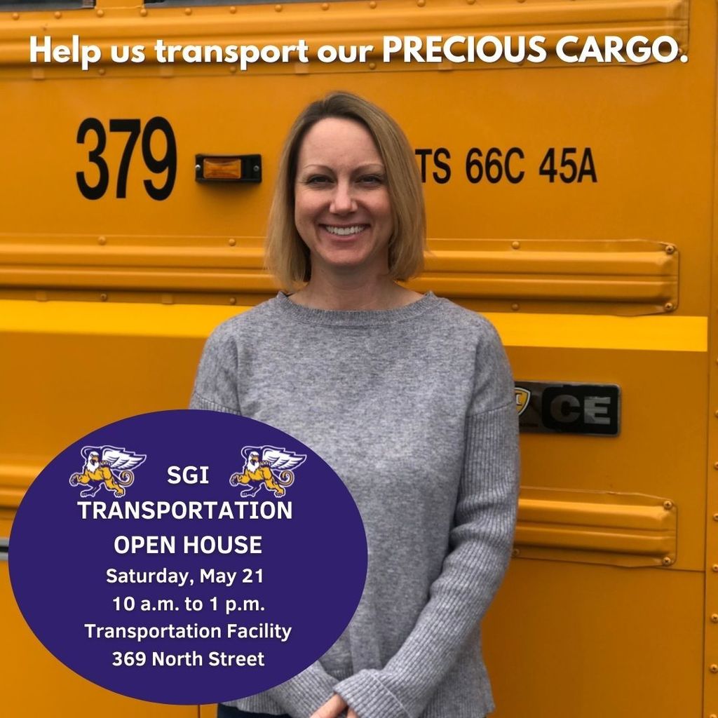 Help transport our PRECIOUS CARGO. A smiling bus driver encourages you to attend our SGI Transportation Open House on Saturday, May 21 from 10 a.m. to 1 p.m. at the Transportation Facility at 369 North Street in Springville. 